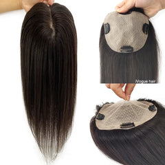 Skin Base Human Hair Topper With 4 Clips In Silk Top Virgin European Hair Toupee for Women Fine Hairpiece 12X13cm 15X16CM