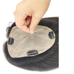 Skin Base Human Hair Topper With 4 Clips In Silk Top Virgin European Hair Toupee for Women Fine Hairpiece 12X13cm 15X16CM