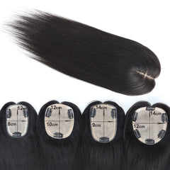 8x12cm Silk Base Topper with Clips in 16" Full Hand Tied Toupee for Women Real Remy Human Hairpiece Silk Skin Top Natural Scalp