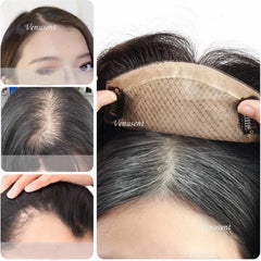 Curly Wave Human Hair Topper with Clips in 18x20cm Silk Base Toupee for Women Full Hand Tied Remy Human Hair Extra Lace Front