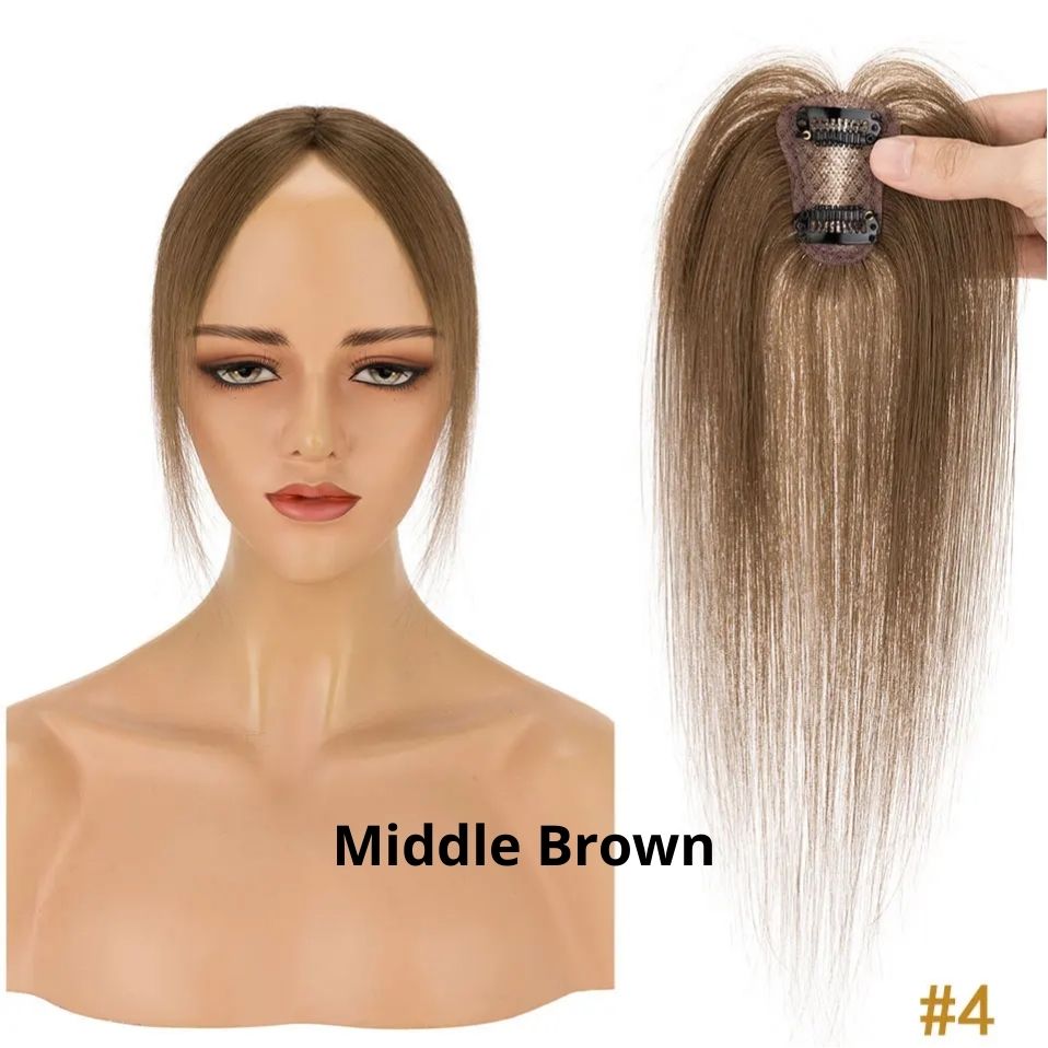 10" Instant Bangs Transformation (1.6x2.4" Base) - 100% Human Hair Clip-In | Lightweight 3D Air Bangs