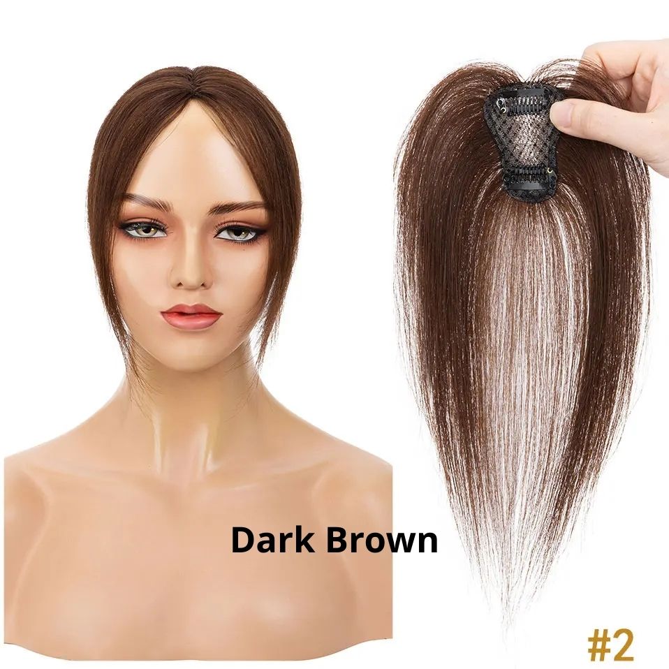 10" Instant Bangs Transformation (1.6x2.4" Base) - 100% Human Hair Clip-In | Lightweight 3D Air Bangs