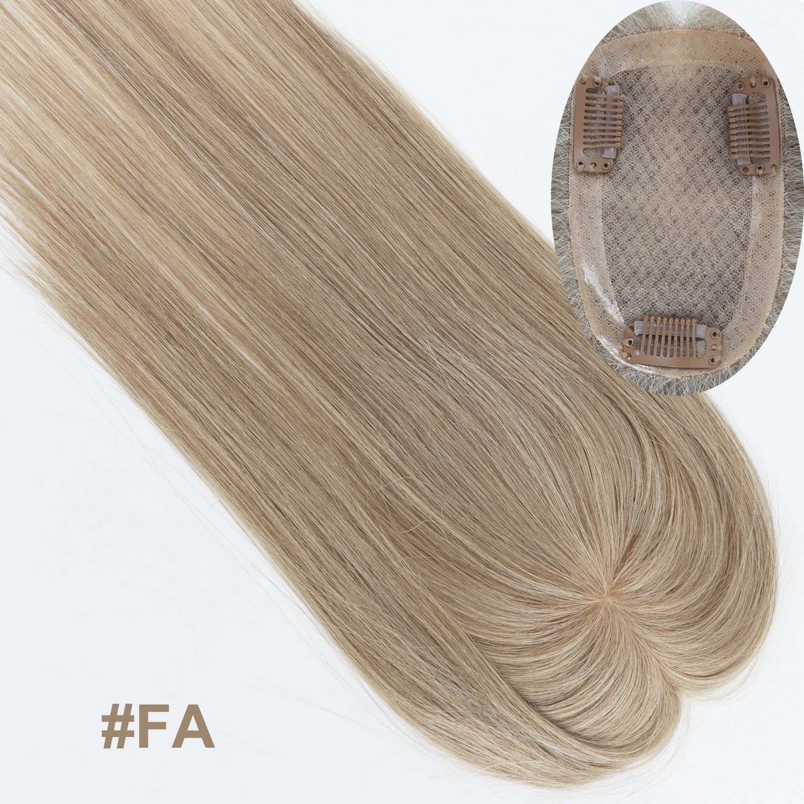 5x3inch Silk Base Topper with Clips in Full Hand Tied Virgin European Human Hair Toupee for Women Silk Top Colorful Hairpieces