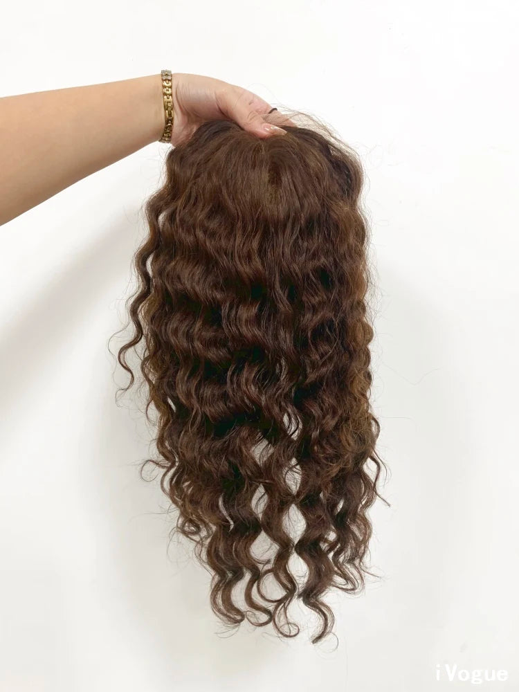 Big Size Hair Pieces Overlay Remy Human Hair Topper for Women Wave Silk Top Weft Thick Density Transparent Lace with Baby Hair