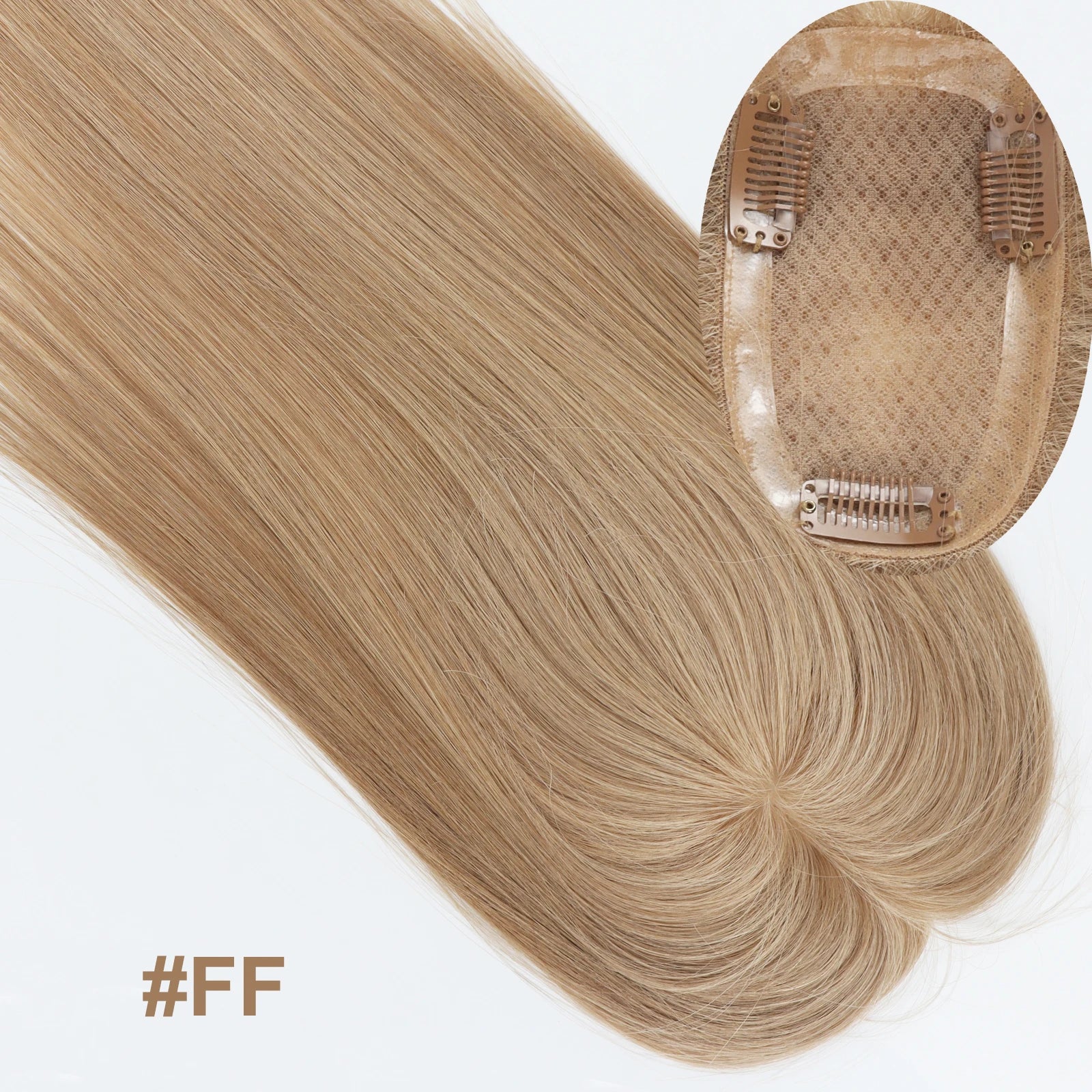 5x3inch Silk Base Topper with Clips in Full Hand Tied Virgin European Human Hair Toupee for Women Silk Top Colorful Hairpieces