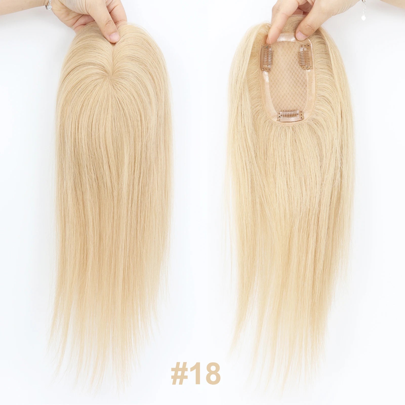 5x3inch Silk Base Topper with Clips in Full Hand Tied Virgin European Human Hair Toupee for Women Silk Top Colorful Hairpieces