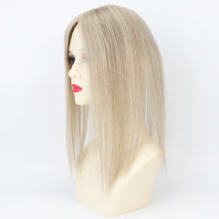 5x3inch Silk Base Topper with Clips in Full Hand Tied Virgin European Human Hair Toupee for Women Silk Top Colorful Hairpieces