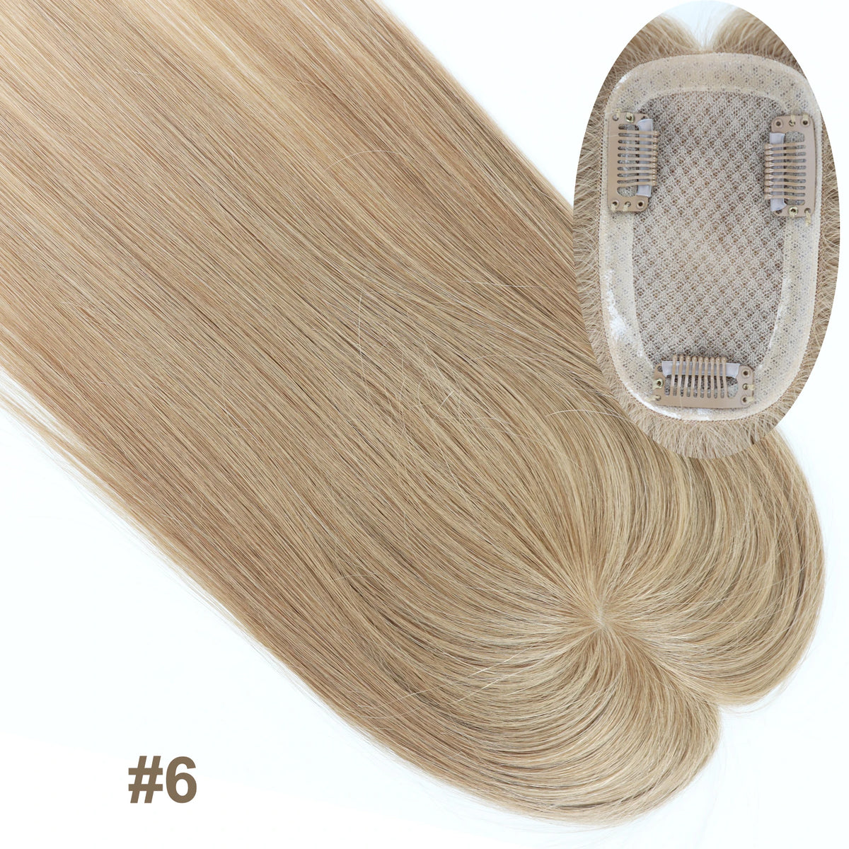 5x3inch Silk Base Topper with Clips in Full Hand Tied Virgin European Human Hair Toupee for Women Silk Top Colorful Hairpieces