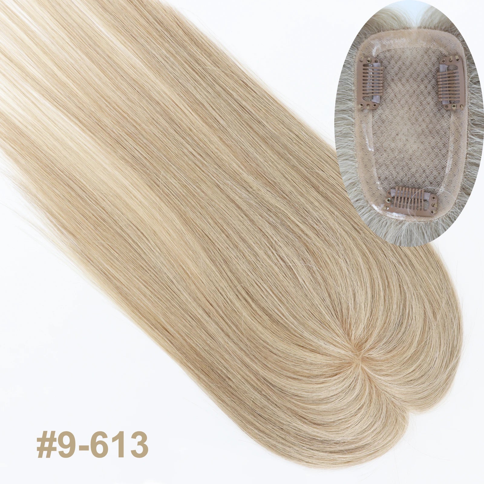 5x3inch Silk Base Topper with Clips in Full Hand Tied Virgin European Human Hair Toupee for Women Silk Top Colorful Hairpieces