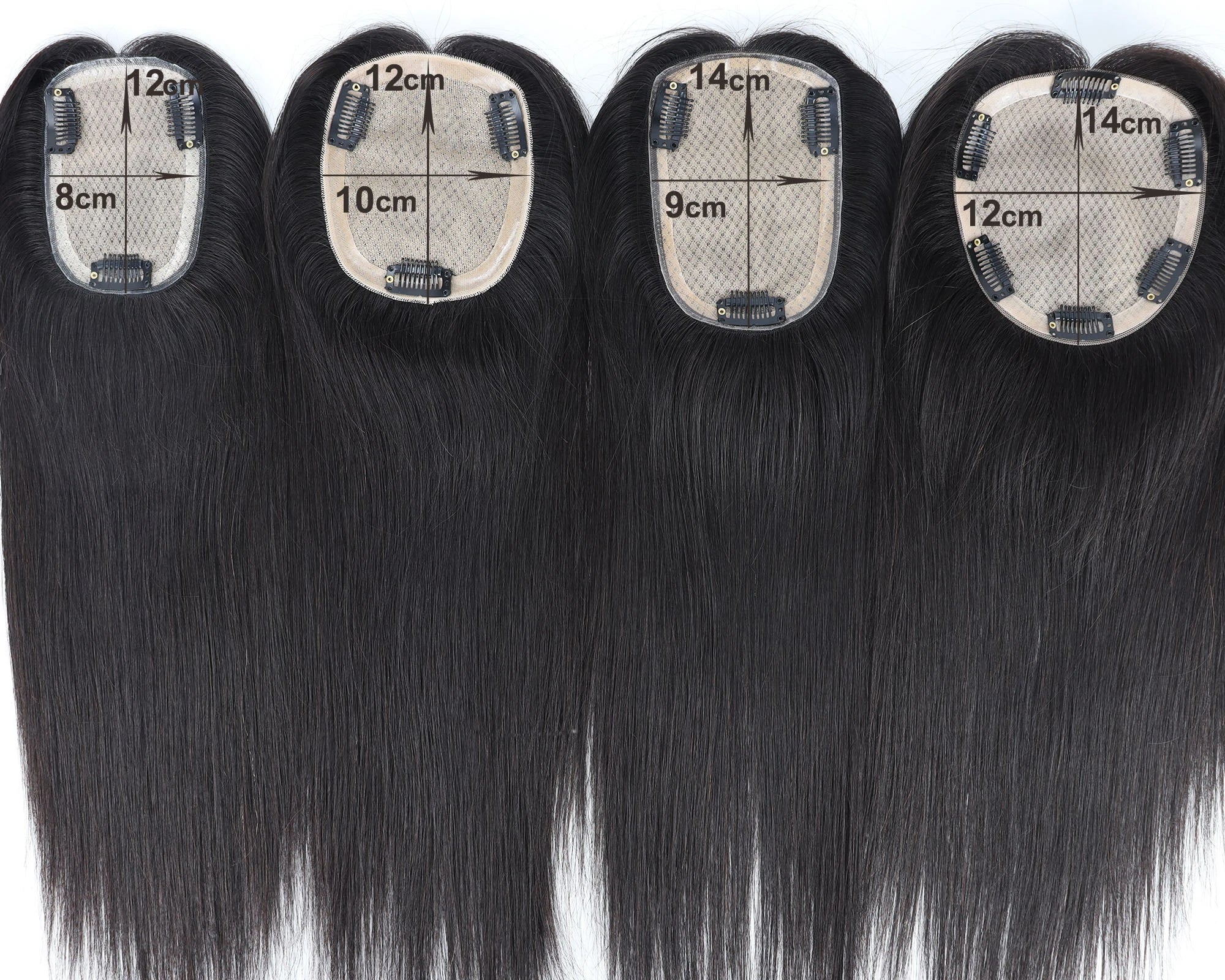 8x12cm Silk Base Topper with Clips in 16" Full Hand Tied Toupee for Women Real Remy Human Hairpiece Silk Skin Top  Natural Scalp