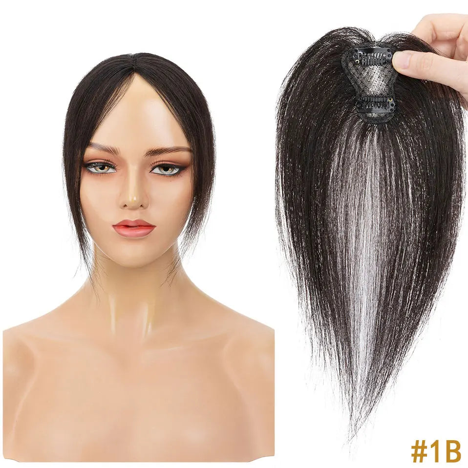 10" Instant Bangs Transformation (1.6x2.4" Base) - 100% Human Hair Clip-In | Lightweight 3D Air Bangs