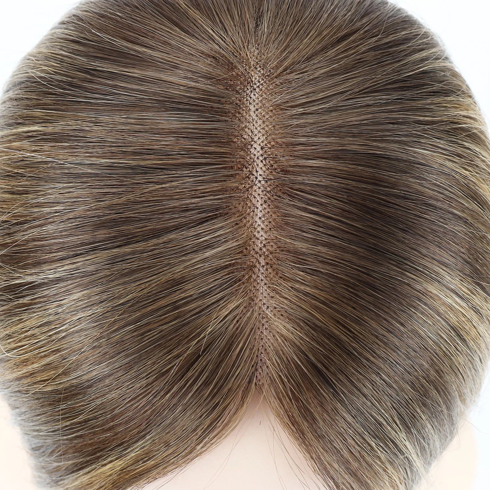 ≈ 3.74x3.74" Mono Base Topper for Women Real Remy Brazilian Human Hairpieces with Clips in 12" Ombre Highlight Summer Breathable