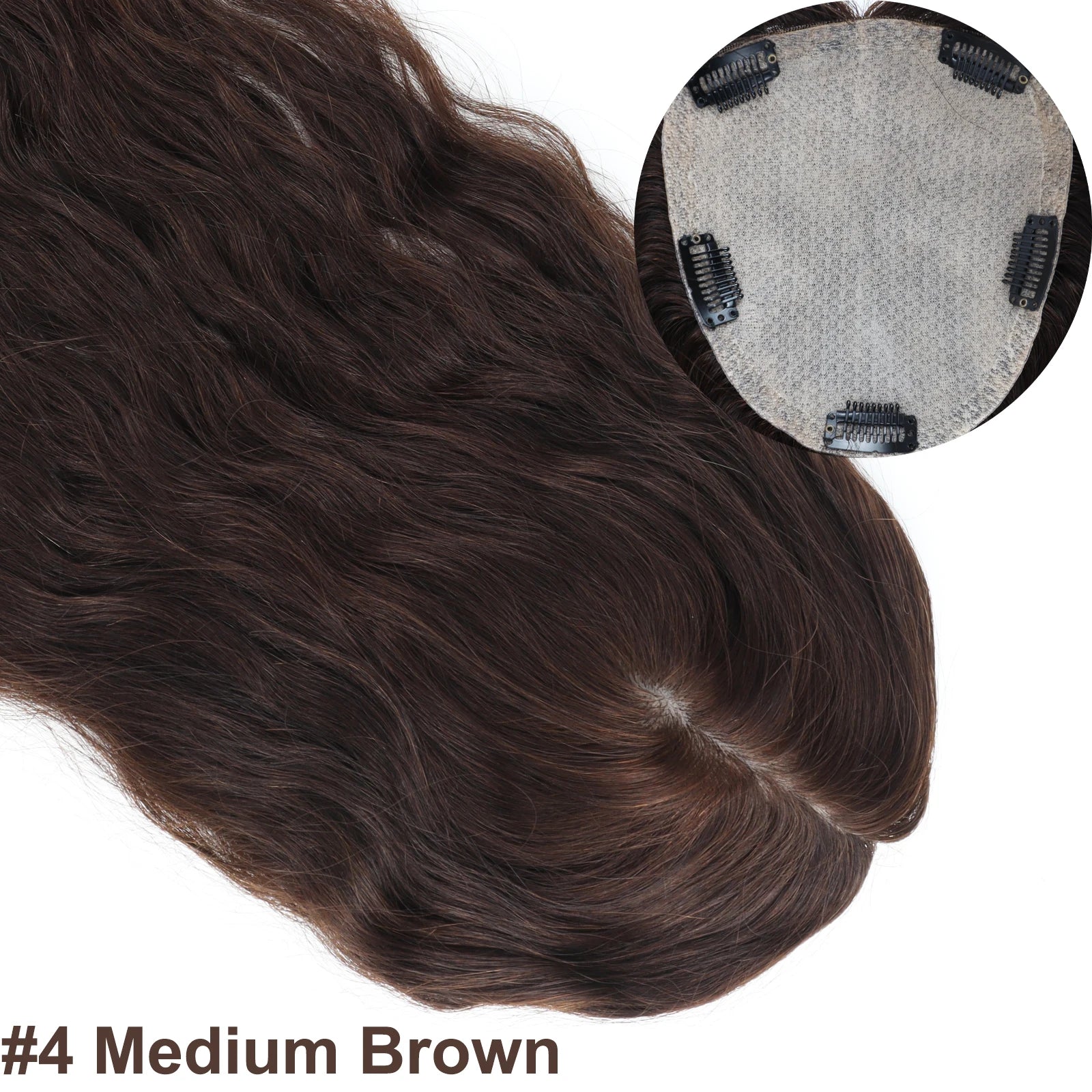 12x13cm Silk Top Human Hair Topper with Clips In Jet Black Virgin European Hairpieces Silk Base Curly Wavy Toupee for Women