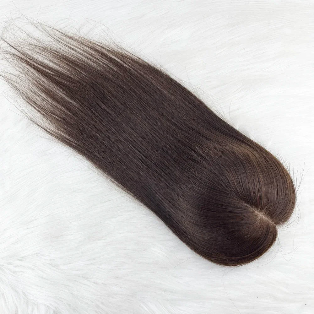 12x14cm, 14x16cm, 16x18cm Silk Base Women Topper With 4 Clips In Hairpiece Malaysia Virgin Human Hair Toupee Breathable Silk Top Natural Baby Hair