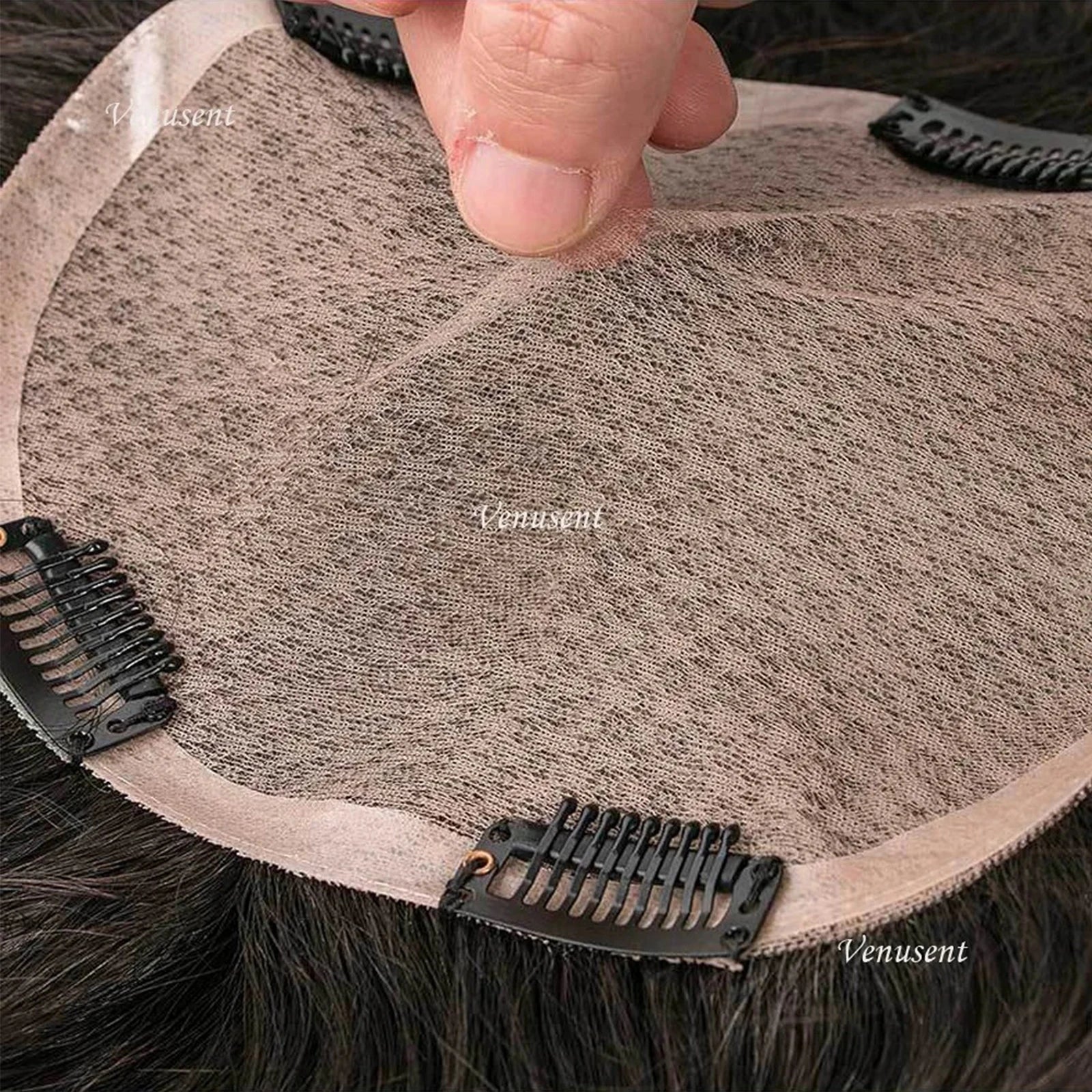 Curly Wave Human Hair Topper with Clips in 15x17cm & 18x20cm Silk Base Toupee for Women Full Hand Tied Remy Human Hair Extra Lace Front