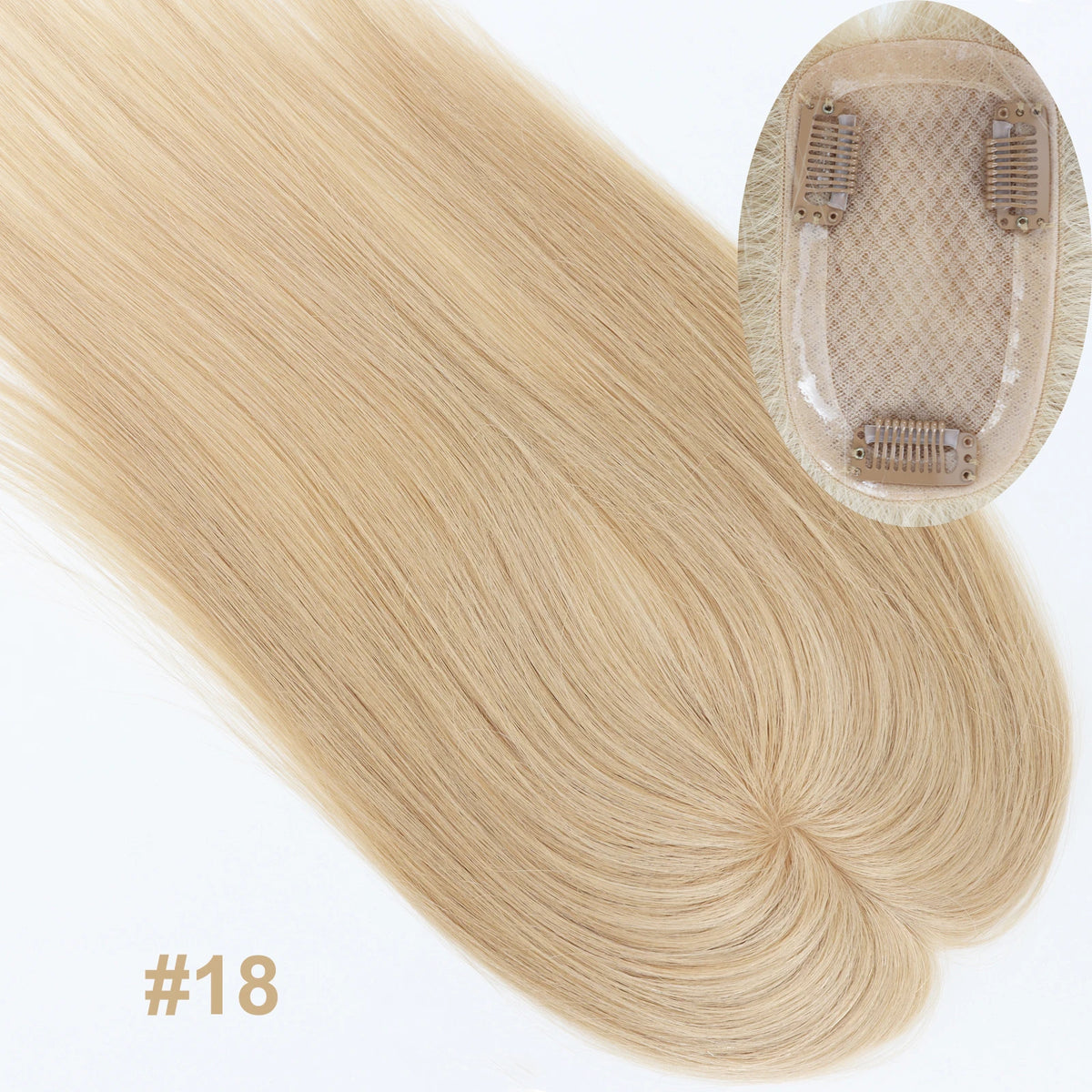 5x3inch Silk Base Topper with Clips in Full Hand Tied Virgin European Human Hair Toupee for Women Silk Top Colorful Hairpieces