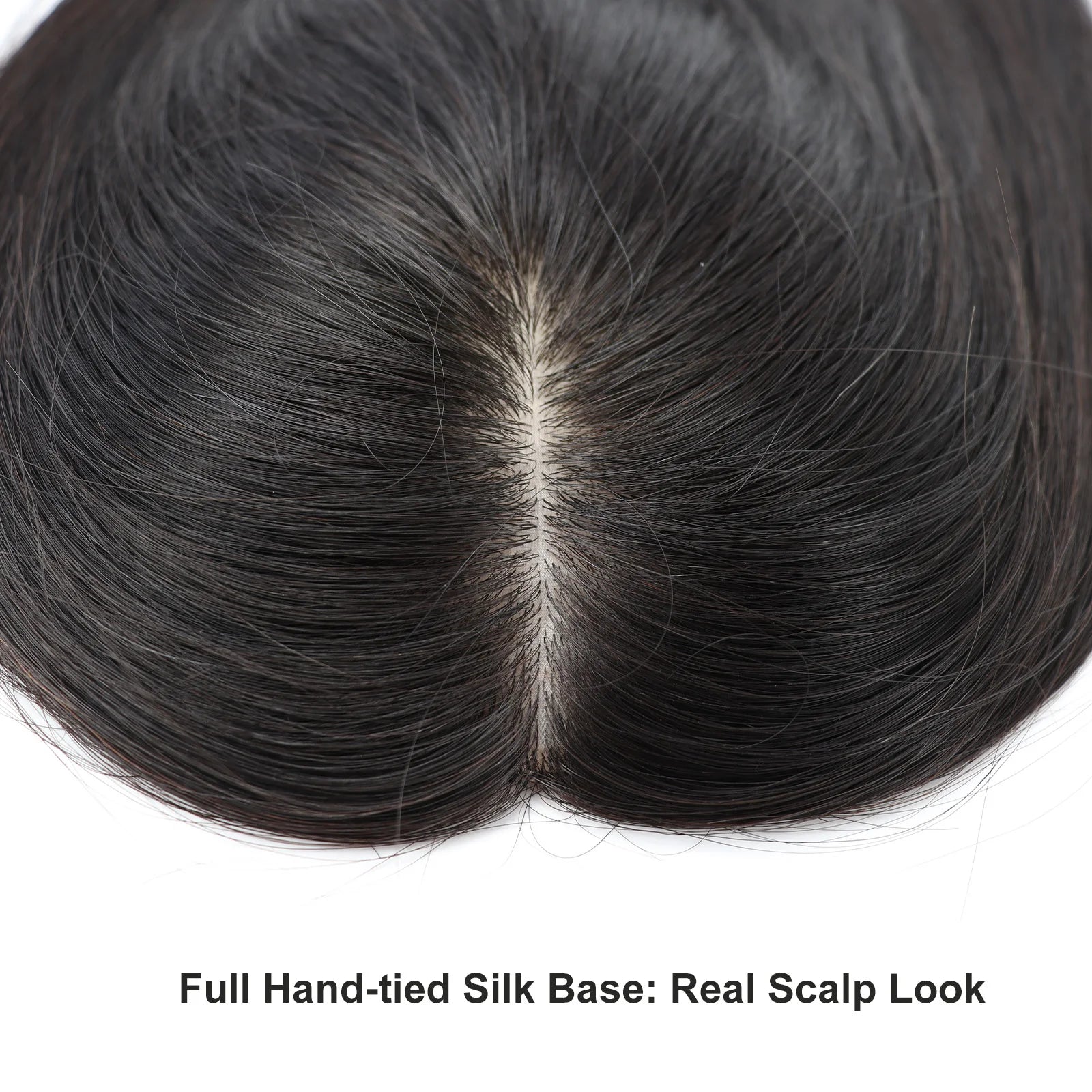 8x12cm Silk Base Topper with Clips in 16" Full Hand Tied Toupee for Women Real Remy Human Hairpiece Silk Skin Top  Natural Scalp