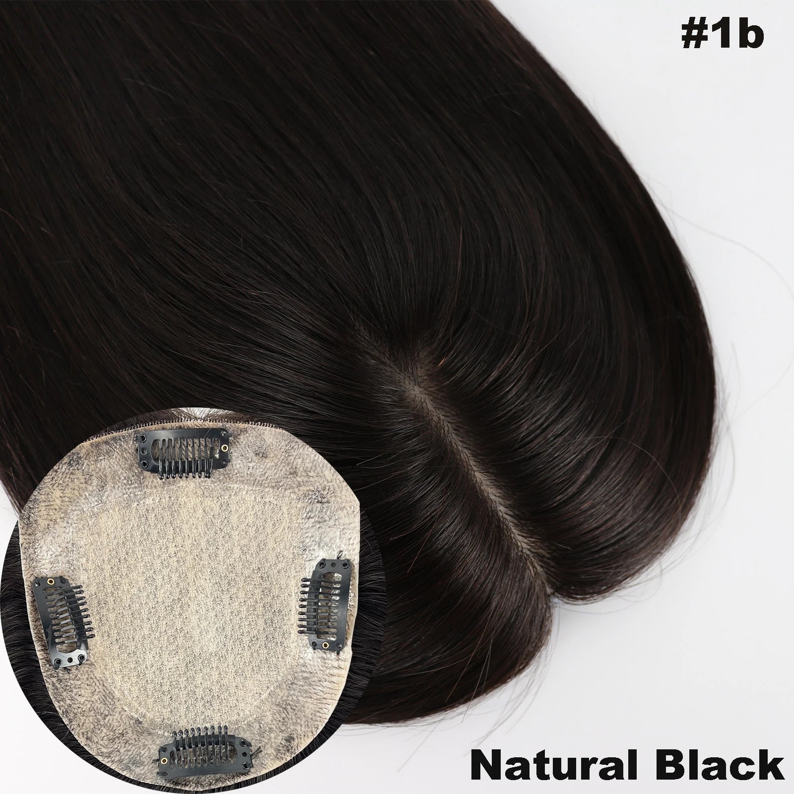 12x13cm Silk Top Human Hair Topper with Clips In Jet Black Virgin European Hairpieces Silk Base Curly Wavy Toupee for Women