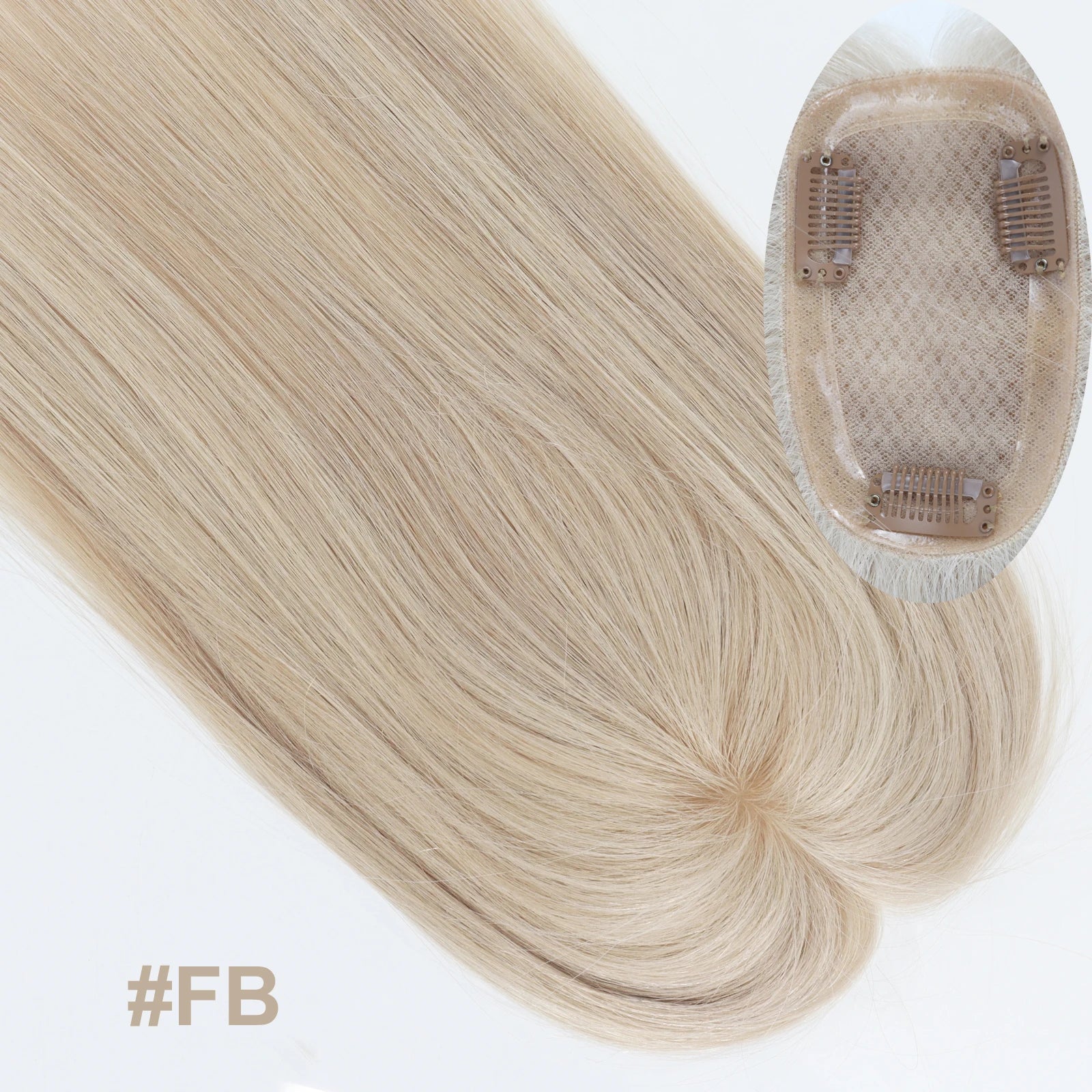 5x3inch Silk Base Topper with Clips in Full Hand Tied Virgin European Human Hair Toupee for Women Silk Top Colorful Hairpieces