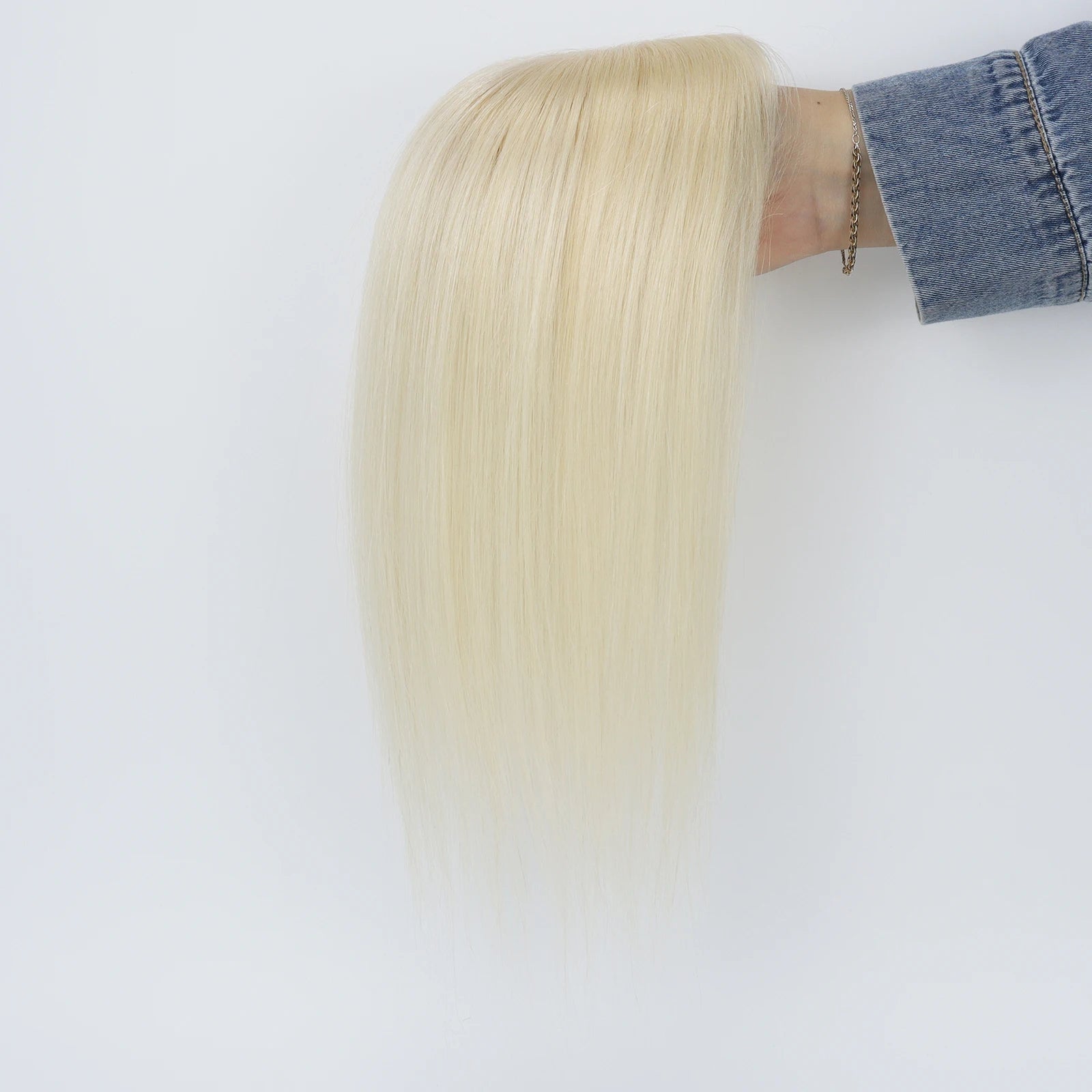 ≈ 3.74x3.74" Mono Base Topper for Women Real Remy Brazilian Human Hairpieces with Clips in 12" Ombre Highlight Summer Breathable