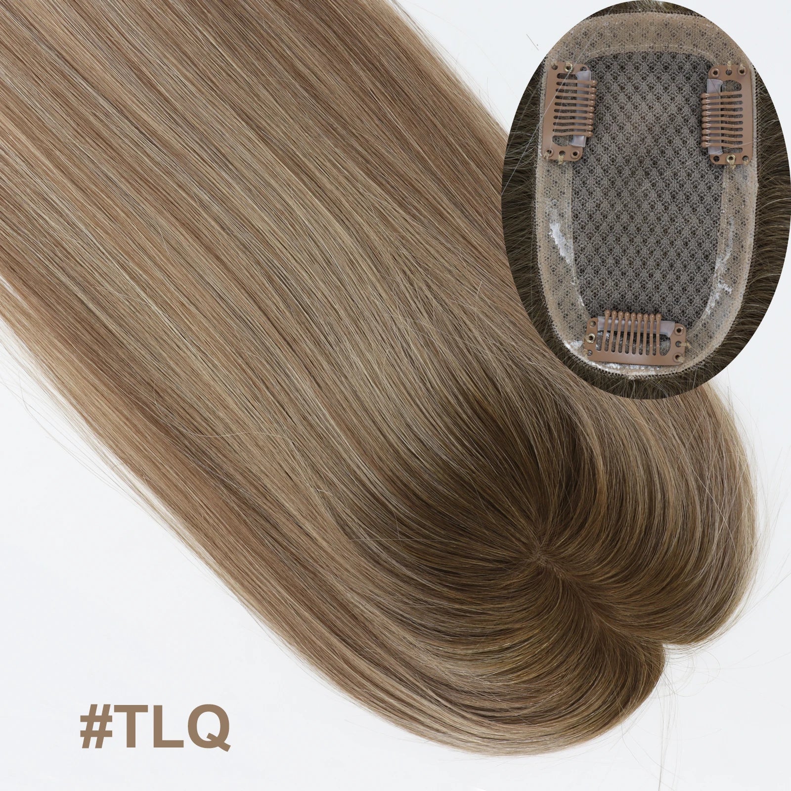 5x3inch Silk Base Topper with Clips in Full Hand Tied Virgin European Human Hair Toupee for Women Silk Top Colorful Hairpieces