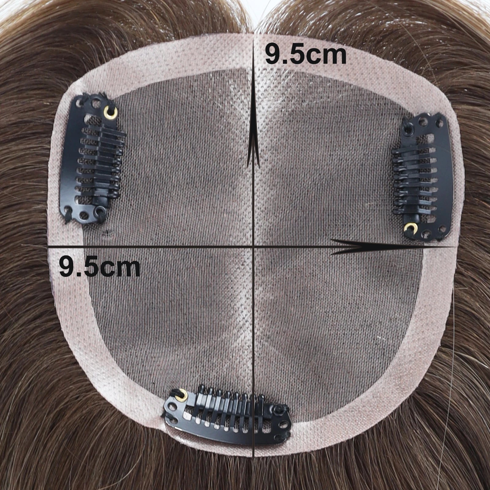 ≈ 3.74x3.74" Mono Base Topper for Women Real Remy Brazilian Human Hairpieces with Clips in 12" Ombre Highlight Summer Breathable