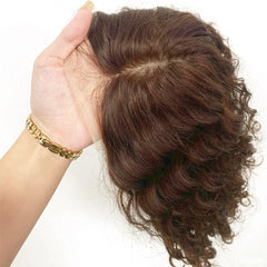 Big Size Hair Pieces Overlay Remy Human Hair Topper for Women Wave Silk Top Weft Thick Density Transparent Lace with Baby Hair