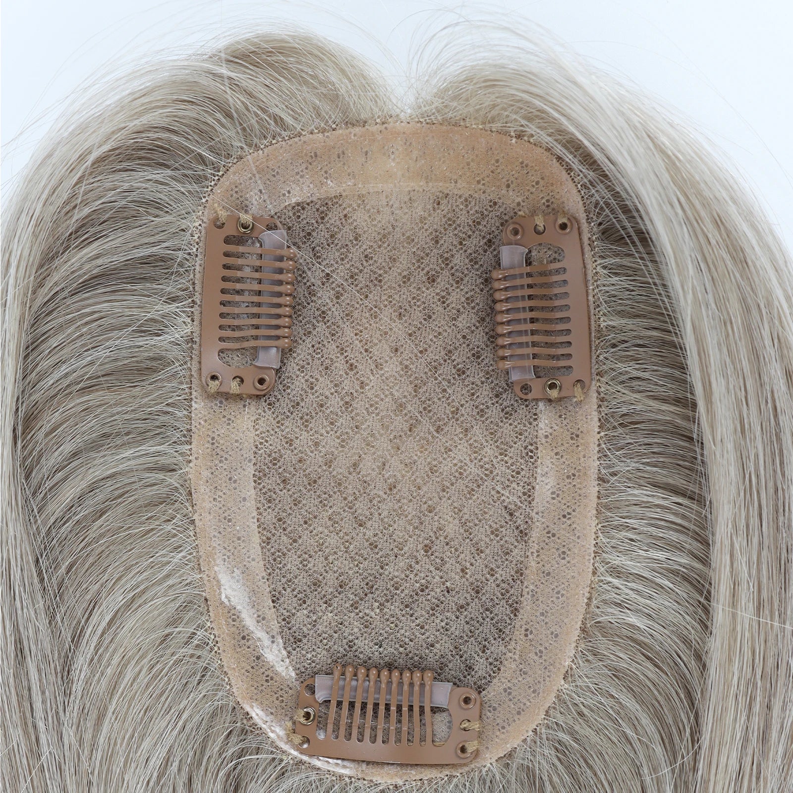 5x3inch Silk Base Topper with Clips in Full Hand Tied Virgin European Human Hair Toupee for Women Silk Top Colorful Hairpieces