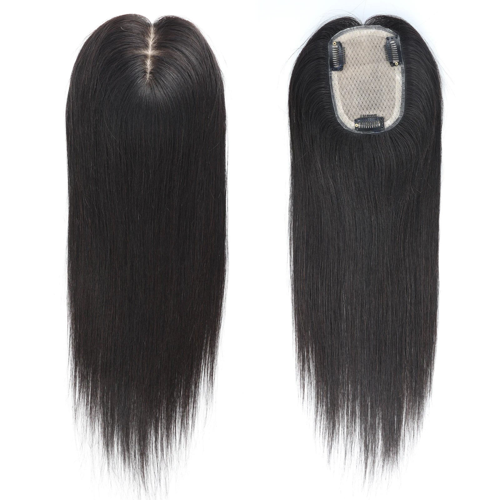 8x12cm Silk Base Topper with Clips in 16" Full Hand Tied Toupee for Women Real Remy Human Hairpiece Silk Skin Top  Natural Scalp