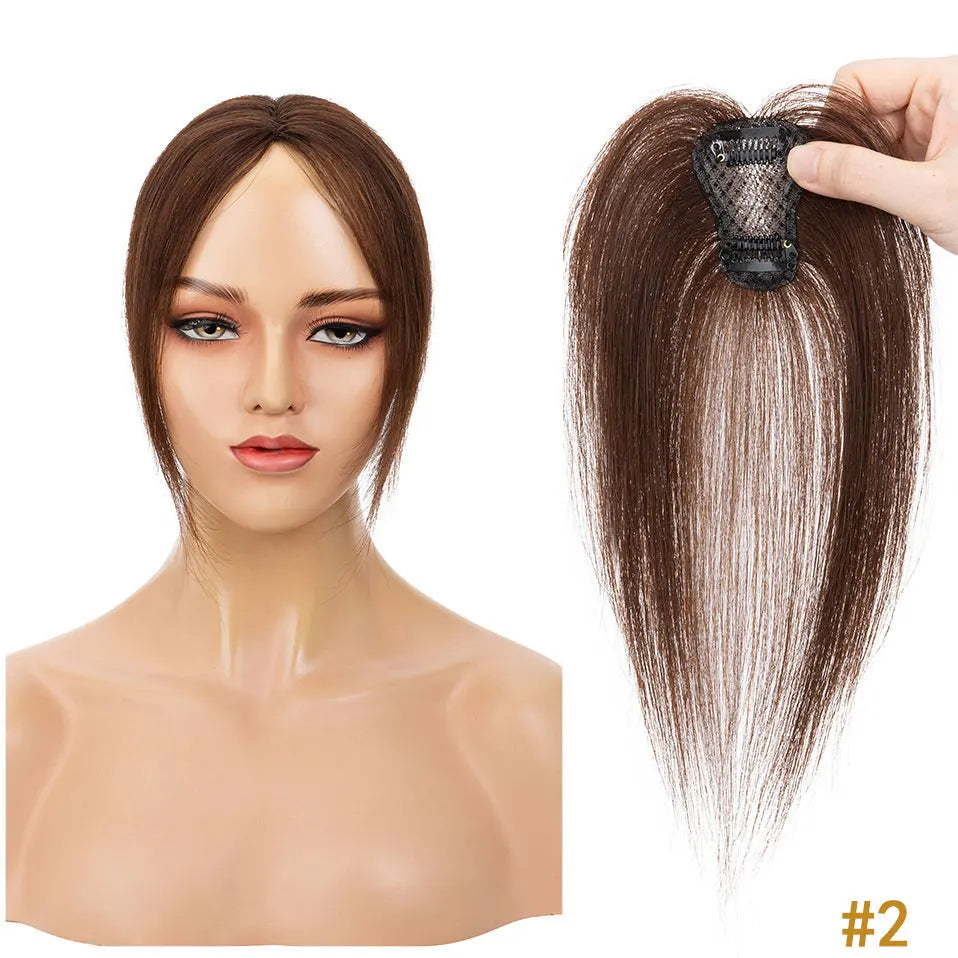 10" Instant Bangs Transformation (1.6x2.4" Base) - 100% Human Hair Clip-In | Lightweight 3D Air Bangs